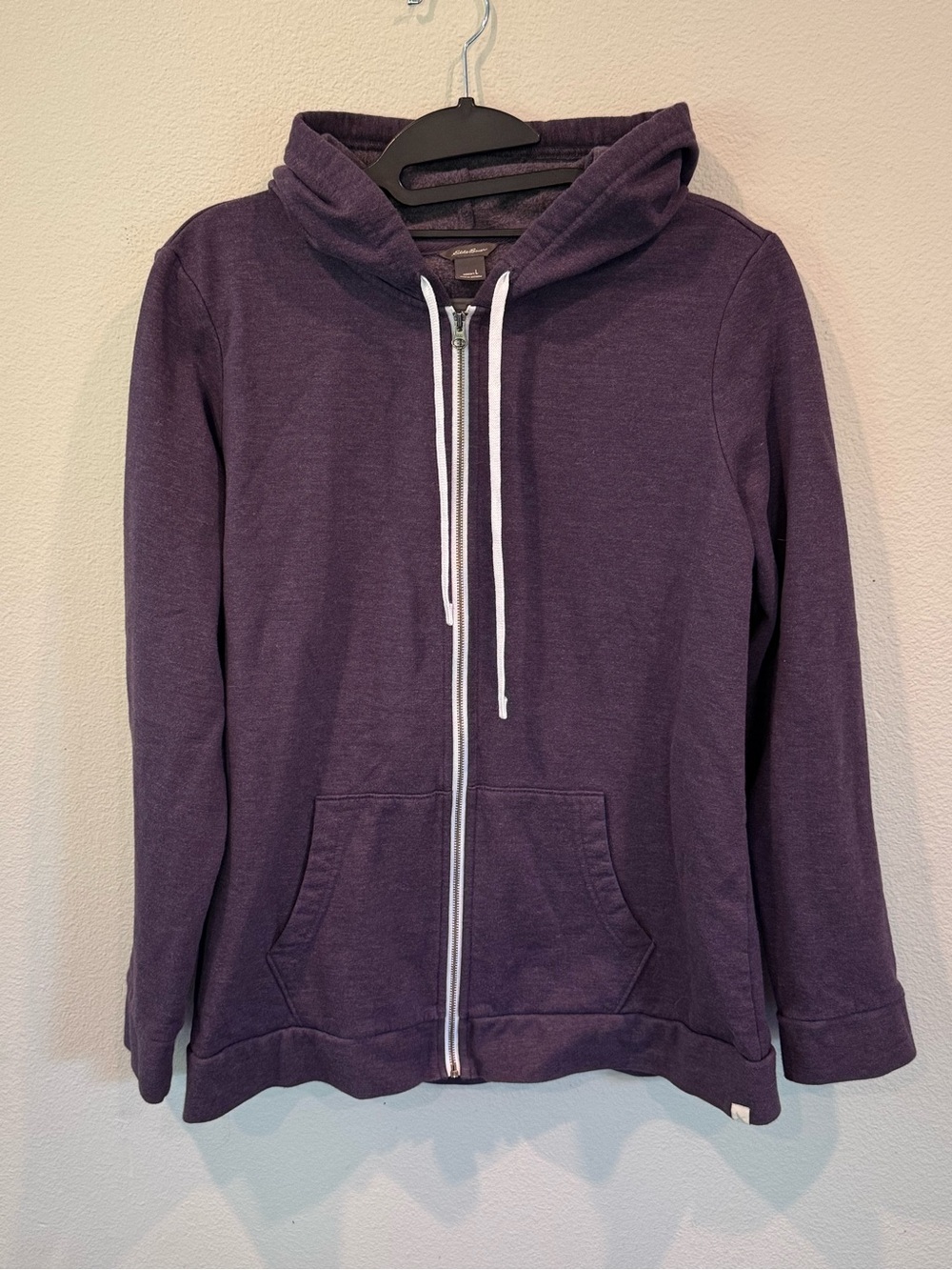 Eddie Bauer Full Zip Hoodie Sweatshirt Purple Women’s Size Large Cozy Fleece
